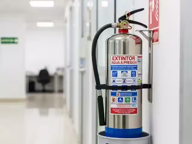 Extintor de agua a presión Clase A para bodegas y carpinterías